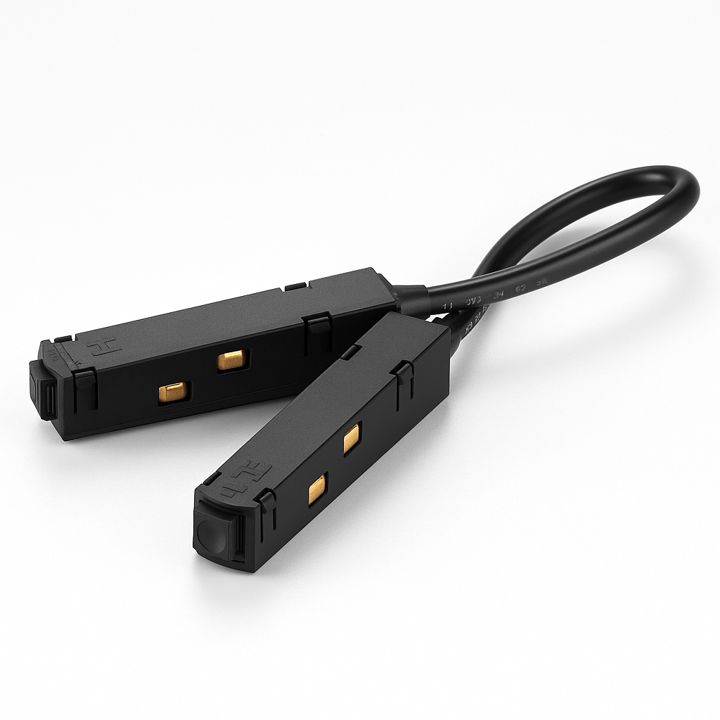 CONECTOR FLEX. DE ESQUINA MAGNETICO ENERGIZADO PARA RIEL CL