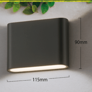 Aplique 3w 3000K BY-5032 NEGRO 3X3W UP-DOWN RECT. IP-54 60º 112mm x 90mm