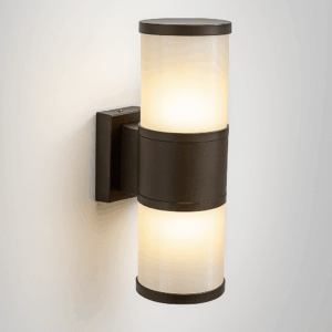 Aplique E-27 negro Y-B5011B 90*280mm 2*E-27 IP-65 tubular con difusores acrílicos