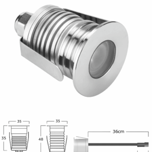 Empot. piso 1w JT-15620-SS 1W 42 mm redonda 2700k IP-65 85-265v