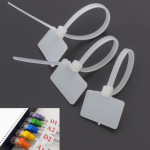 CABLE TIE BLANCO CON ETIQUETA DE IDENTIFICACION DE CABLES ELECTRICOS