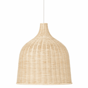 LAMPARA DECORATIVA DE RATTAN TIPO CANASTICA 45x45 cm suspendida